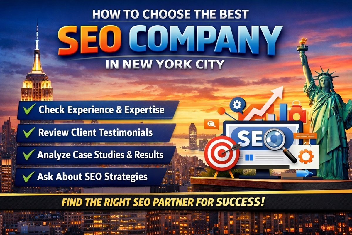 Business team reviewing website SEO performance in New York City office